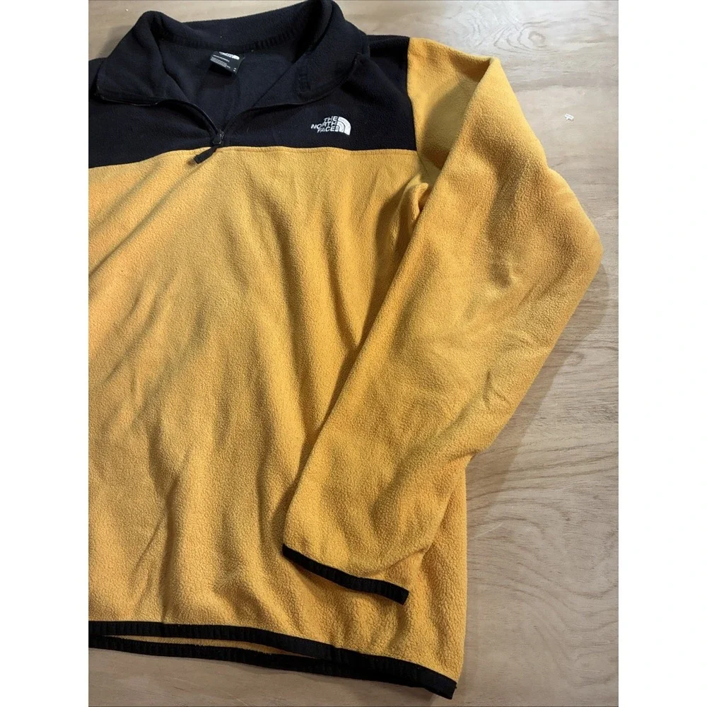 The North Face Fleece Quarter Zip Jacket Men's Size Medium Black/Yellow - Picture 6 of 9